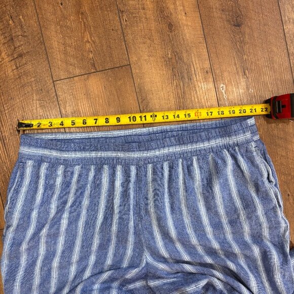 Old Navy Womens 2X High Rise Linen Blend Wide Leg Pants Blue Stripe Boho Casual - Picture 6 of 9